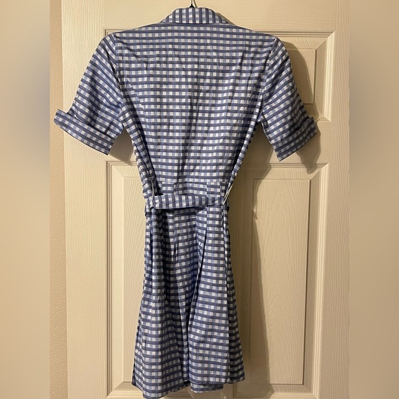 Brooks Brothers Blue Gingham Cotton Belted Shirt Dress Size 2P - Picture 3 of 6